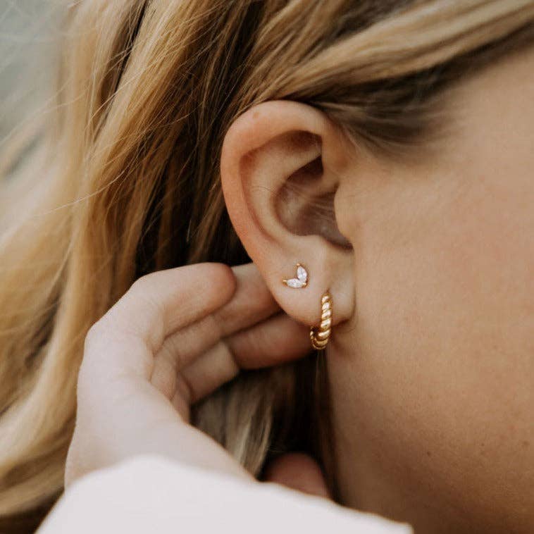 Brooklyn Twist Hoops on model