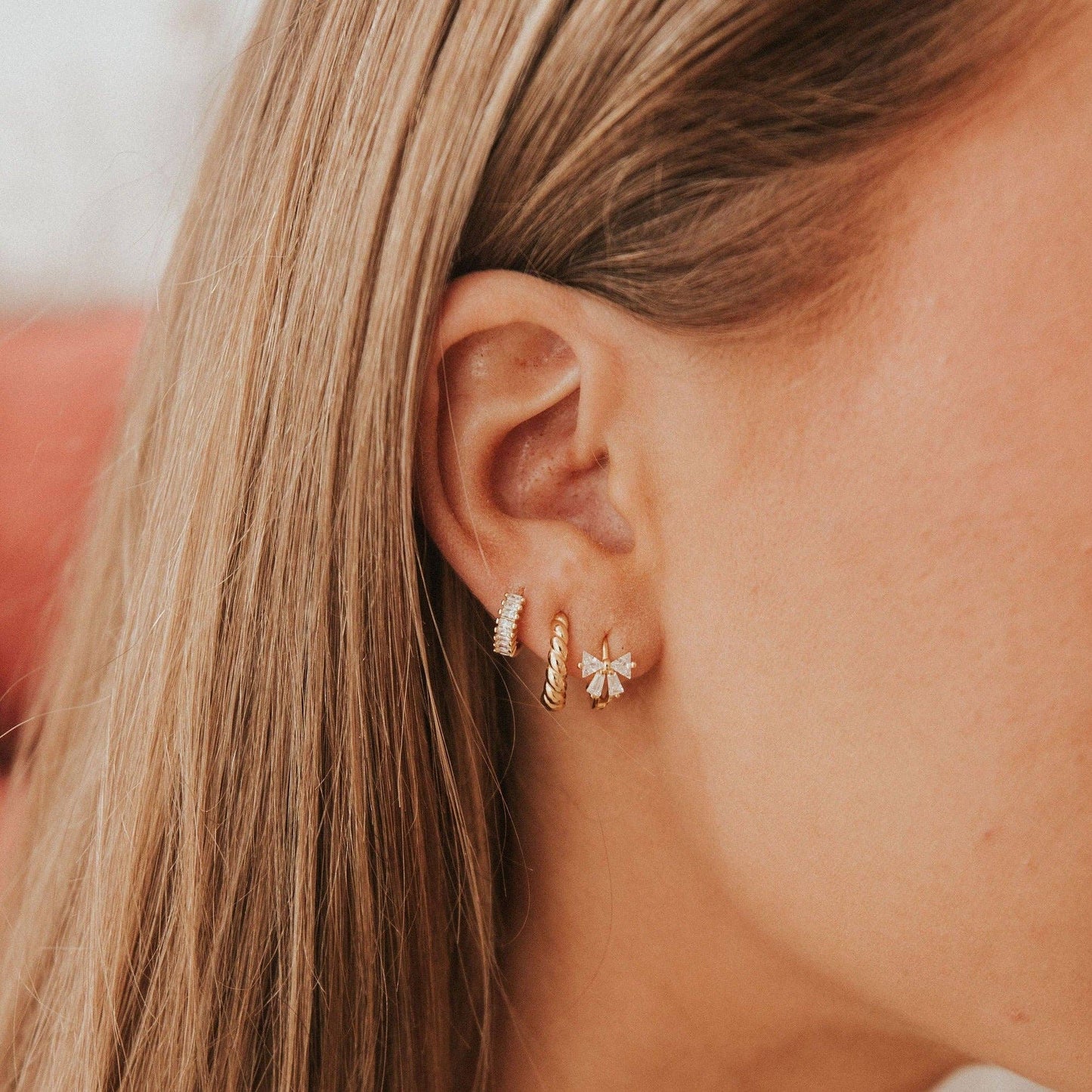 Brooklyn Twist Hoops layered look