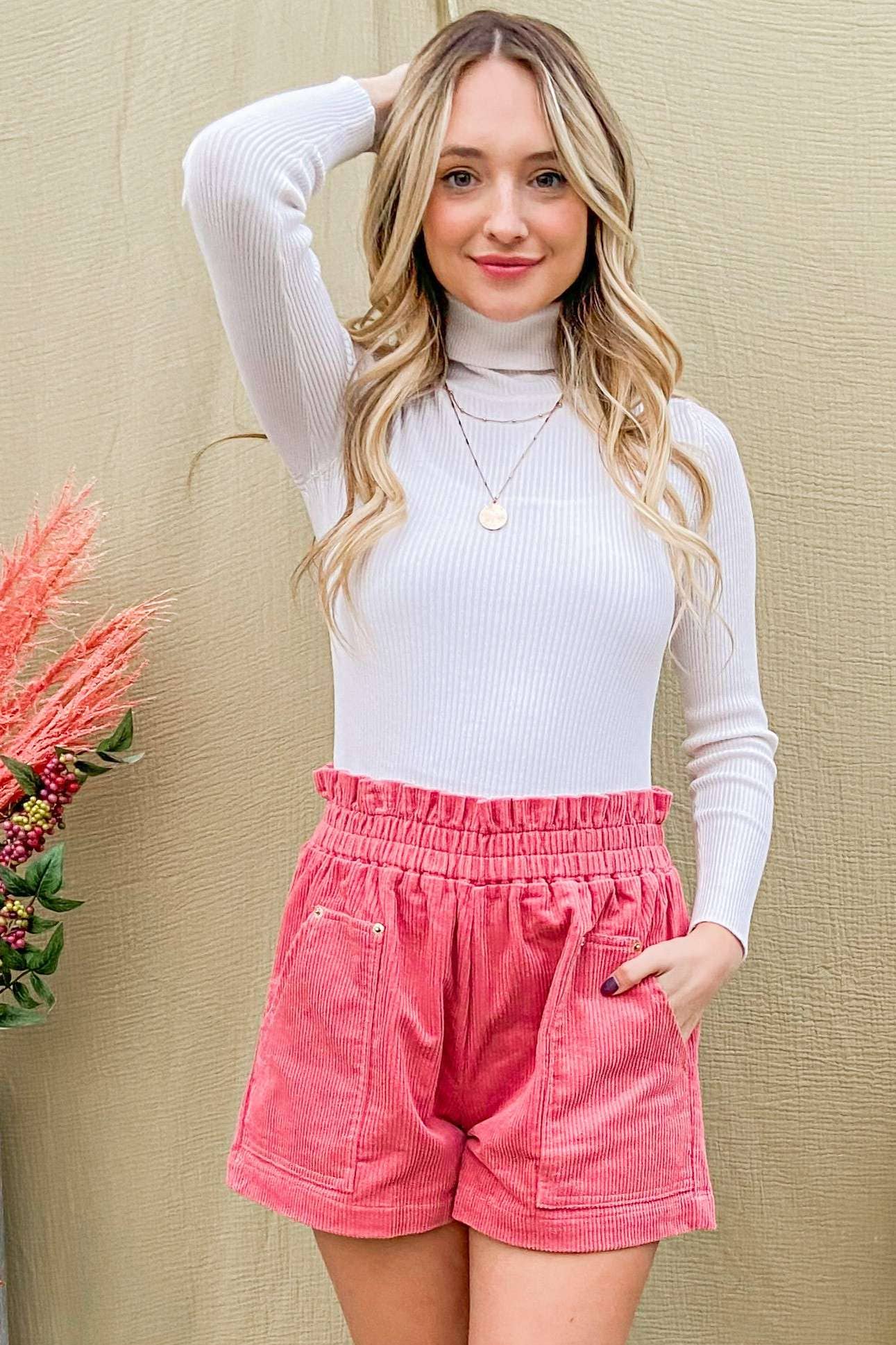 Corduroy Banded Shorts