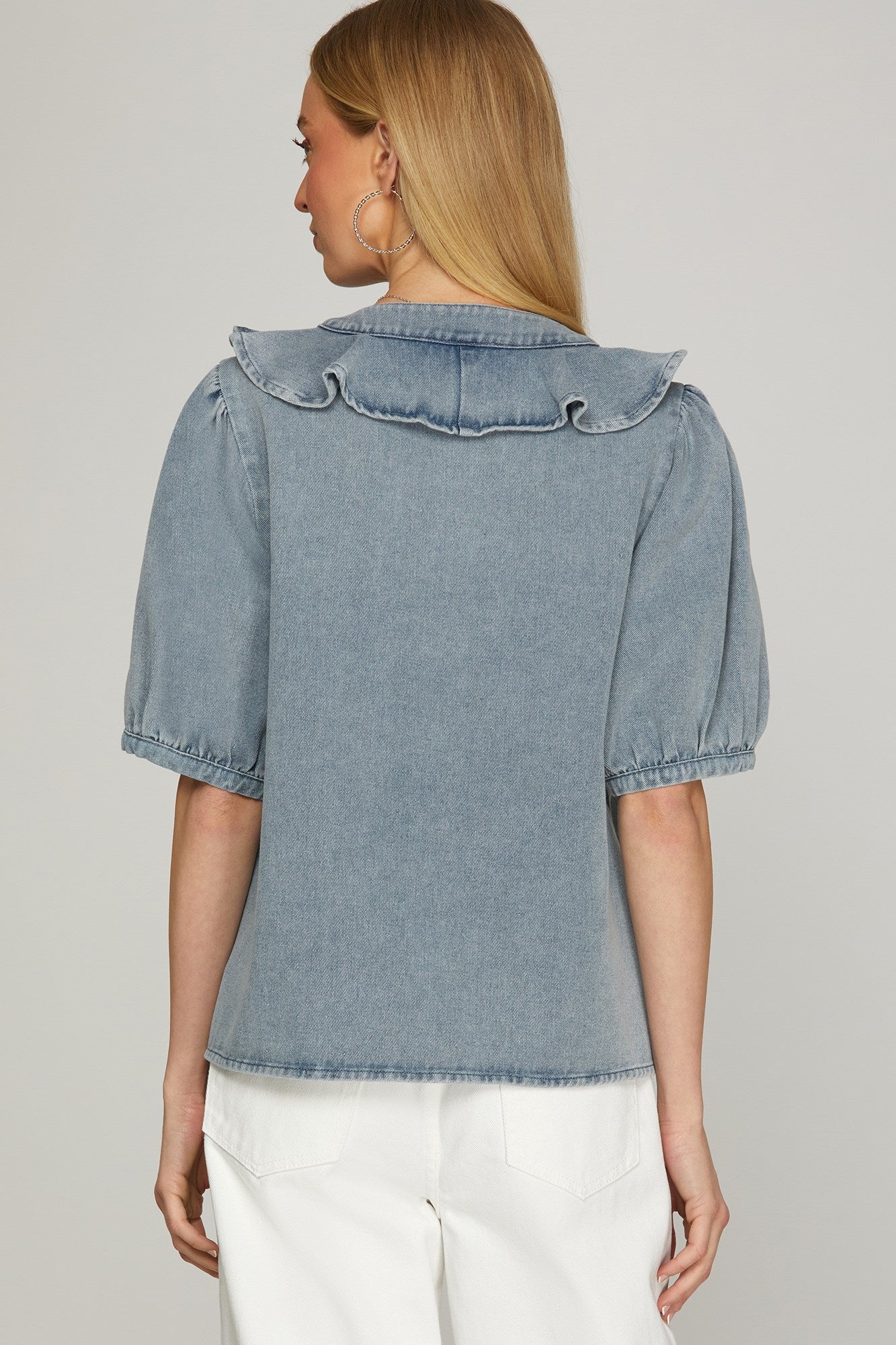 Denim Ruffle Top