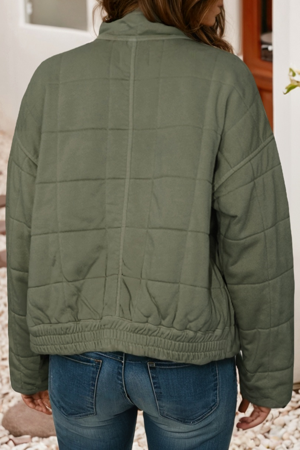 Solid Quilted Bomber Jacket
