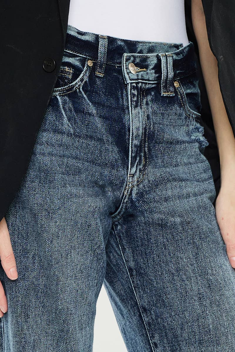 Kan Can High Rise 90's Straight Dark Wash