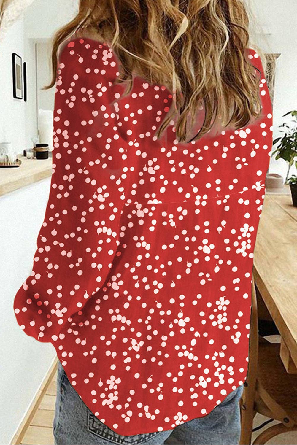 Button Down Dot Blouse back view