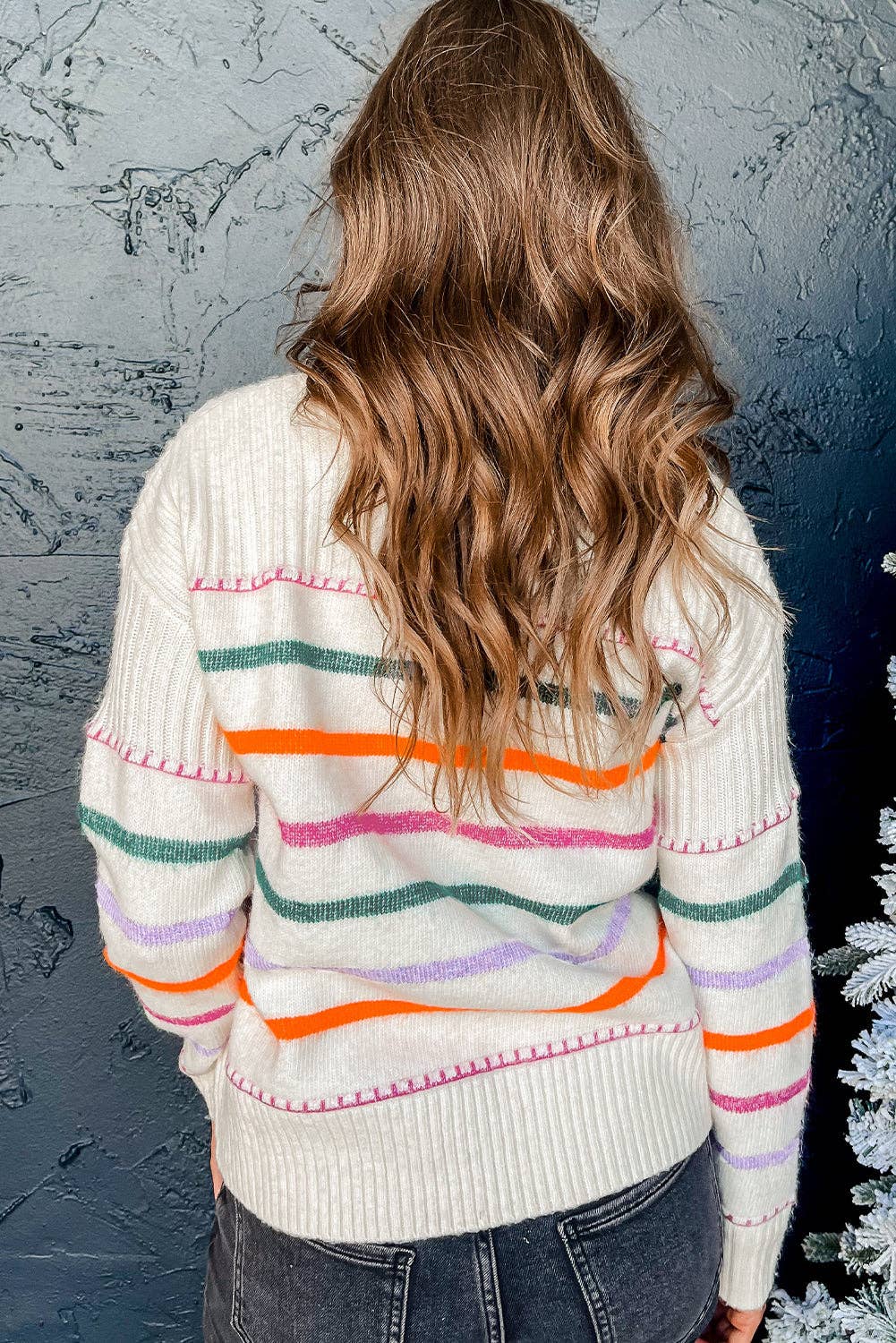 Colorful Striped Sweater back