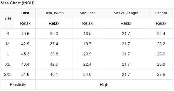 Colorful Striped Sweater size chart