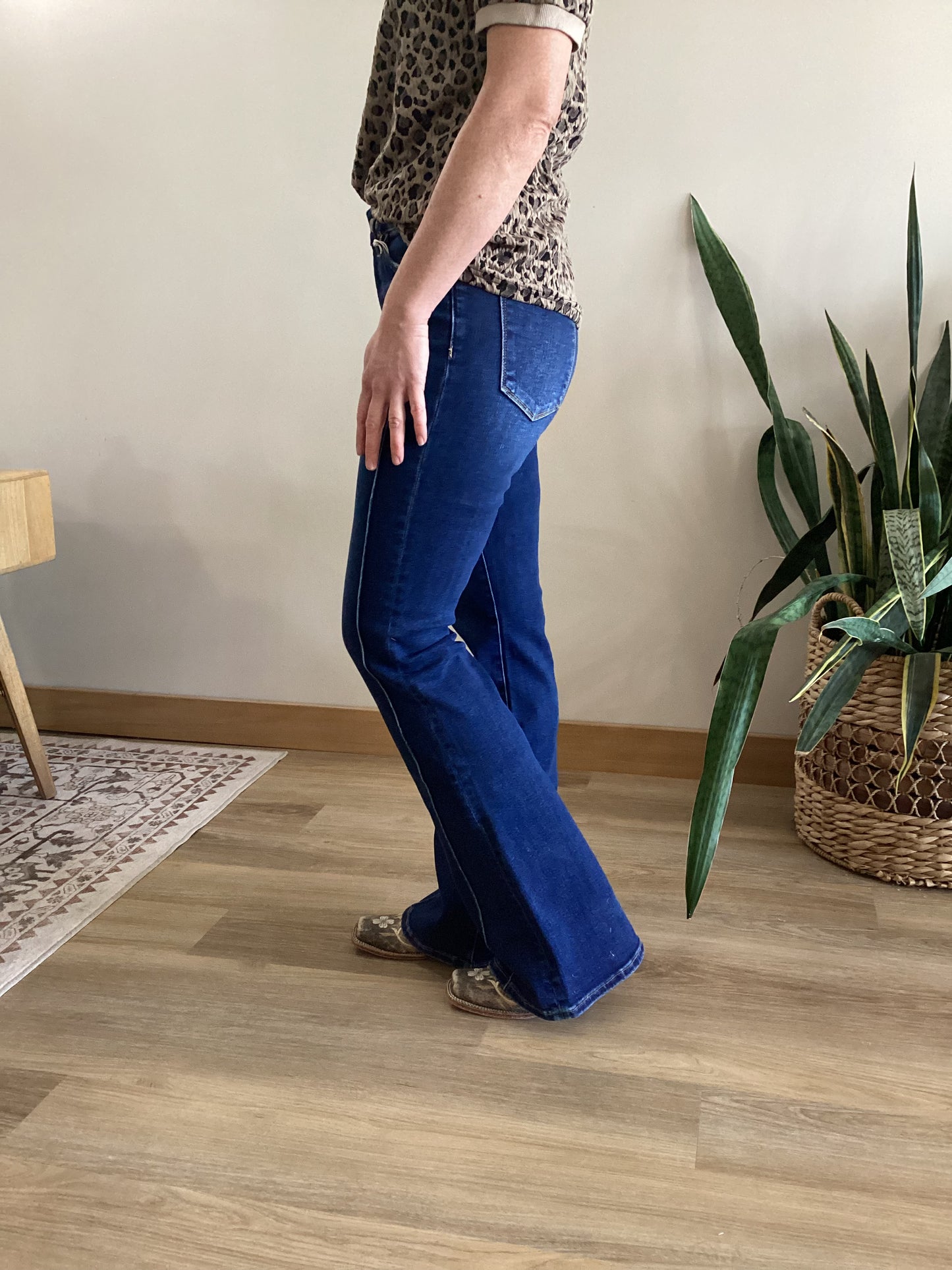 Vervet High Rise Dark Wash Pintuck Flare Jeans