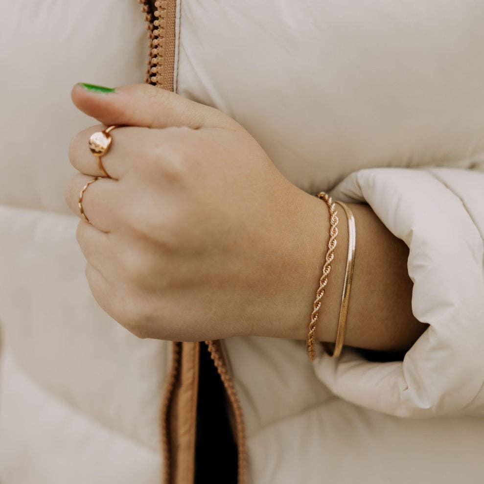 Jade Gold Filled Herringbone Bracelet stacked view