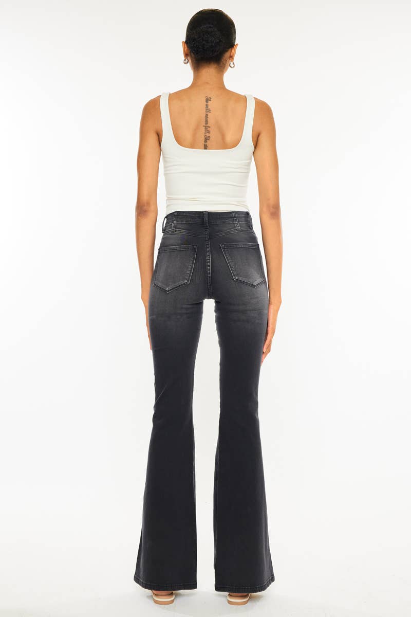 Kan Can Black Flare Jean back view