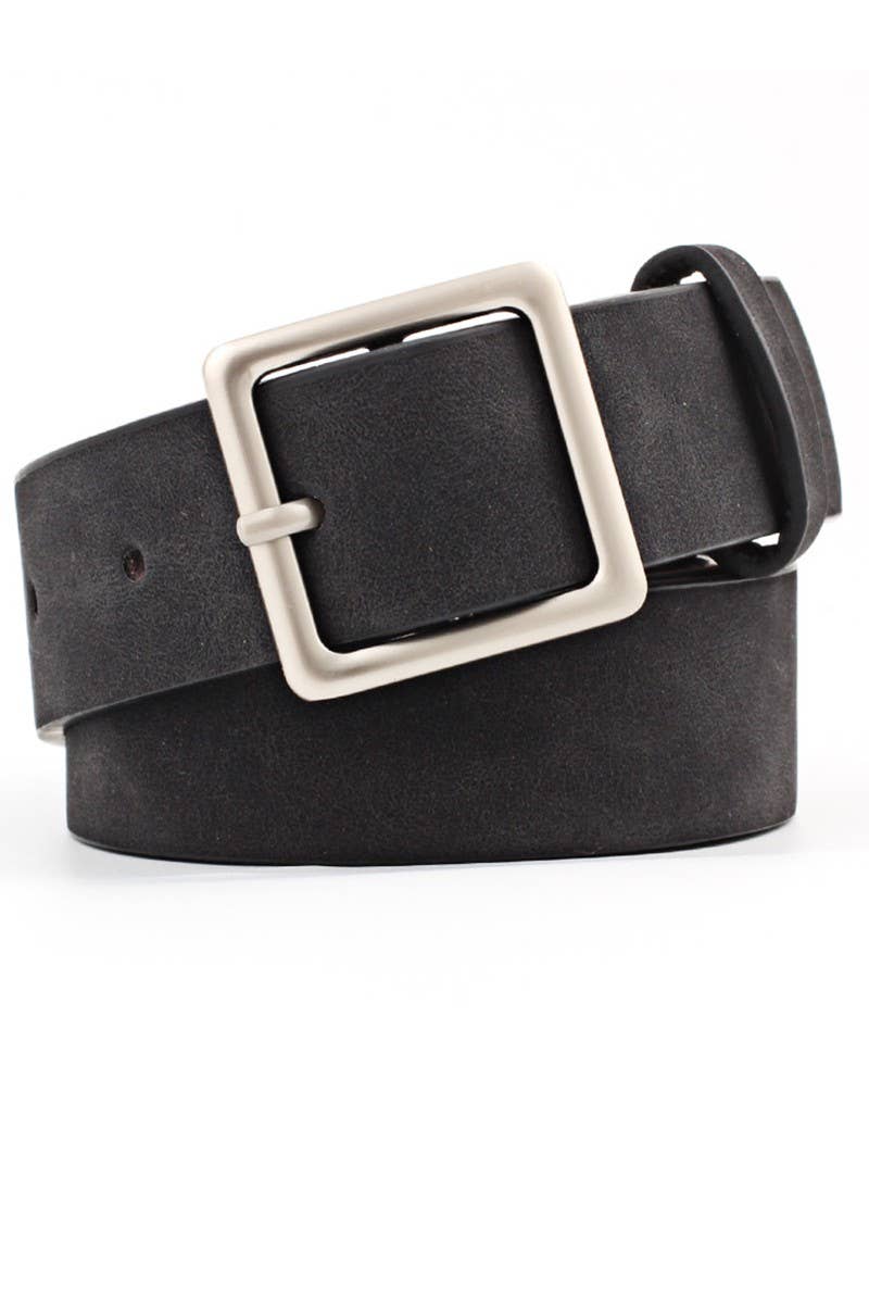 Leather Square Buckle Belt black