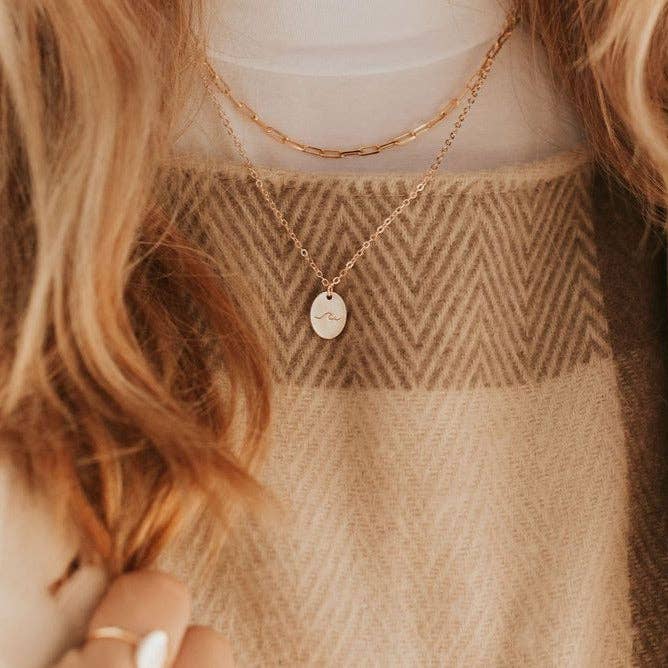 Madeline Gold Filled Paperclip Necklace layering look