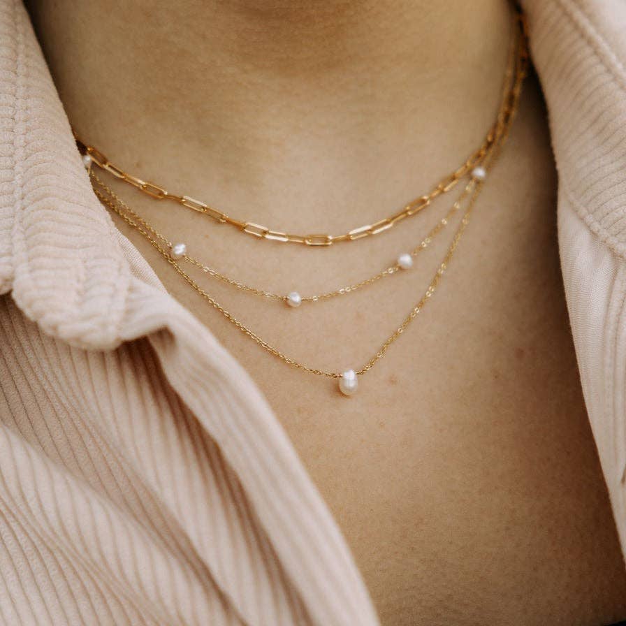 Melbourne Pearl Necklace layered look