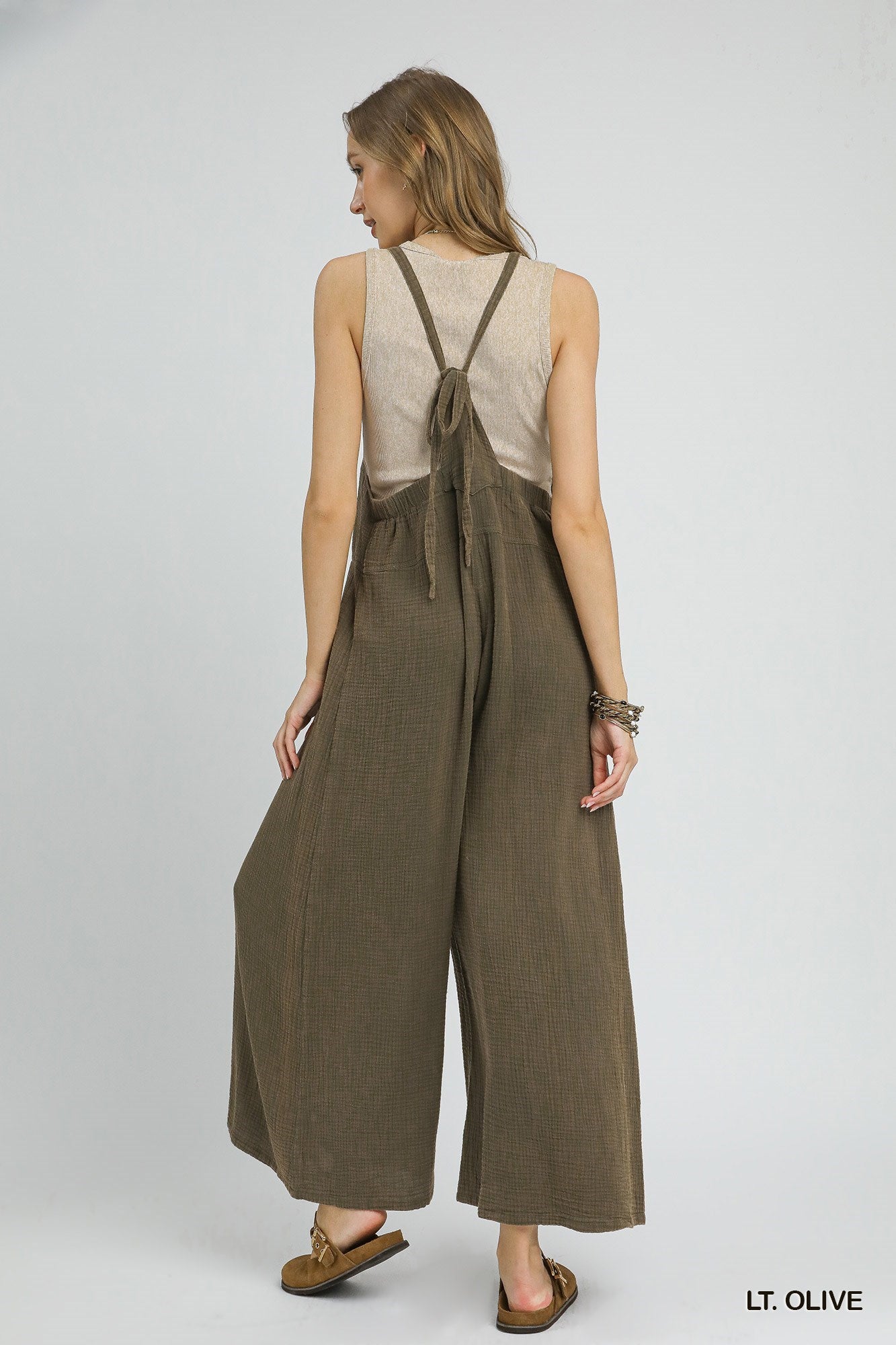 Mineral Wash Cotton Gauze Jumpsuit back