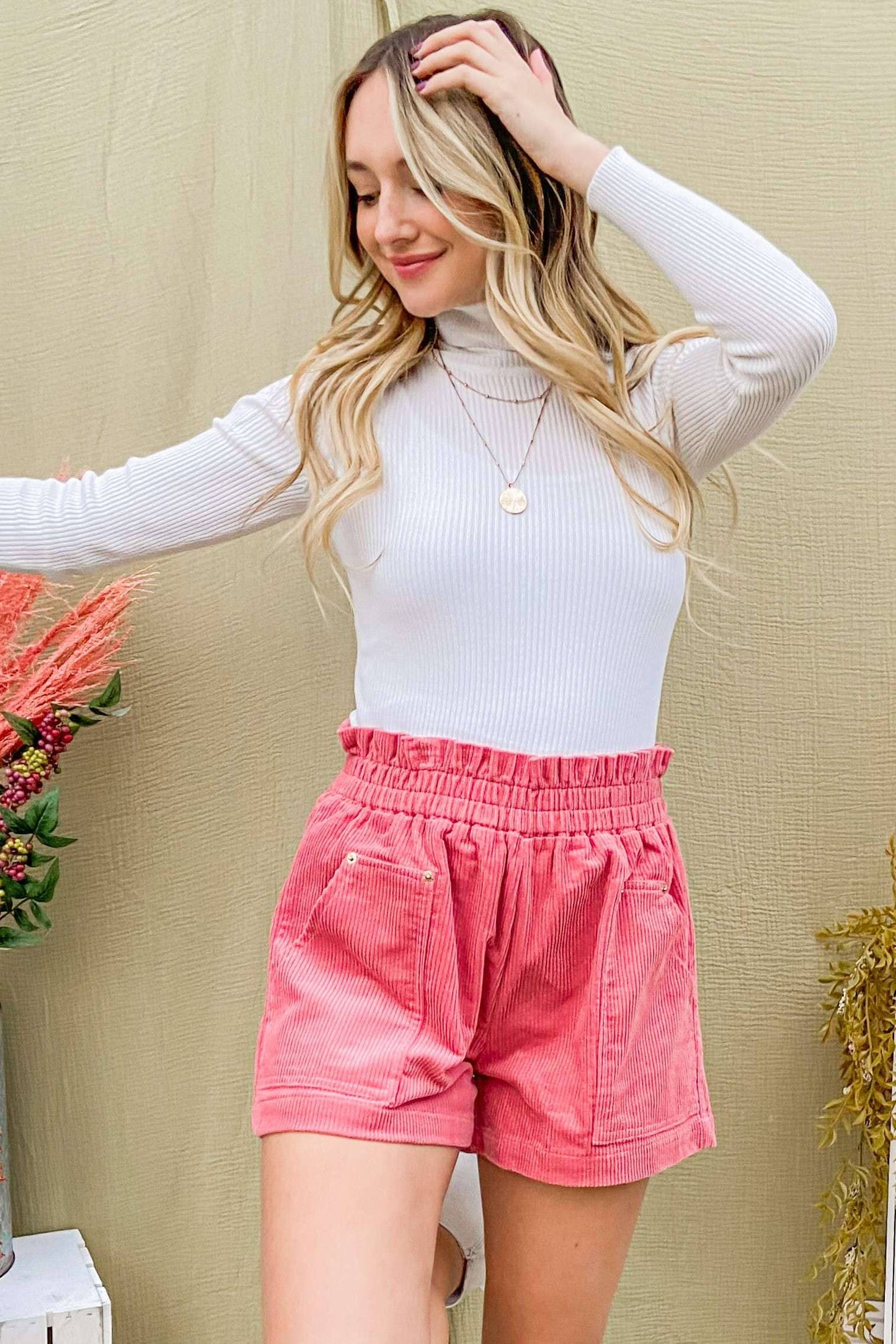Corduroy Banded Shorts