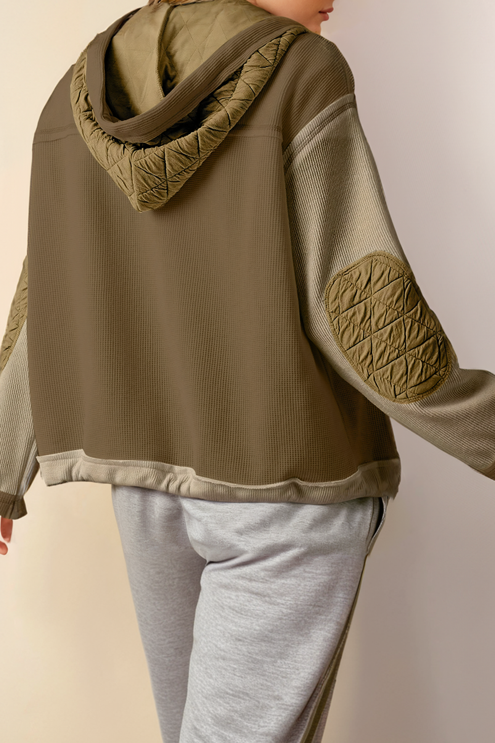 Quilted Patchwork Hooded Jacket