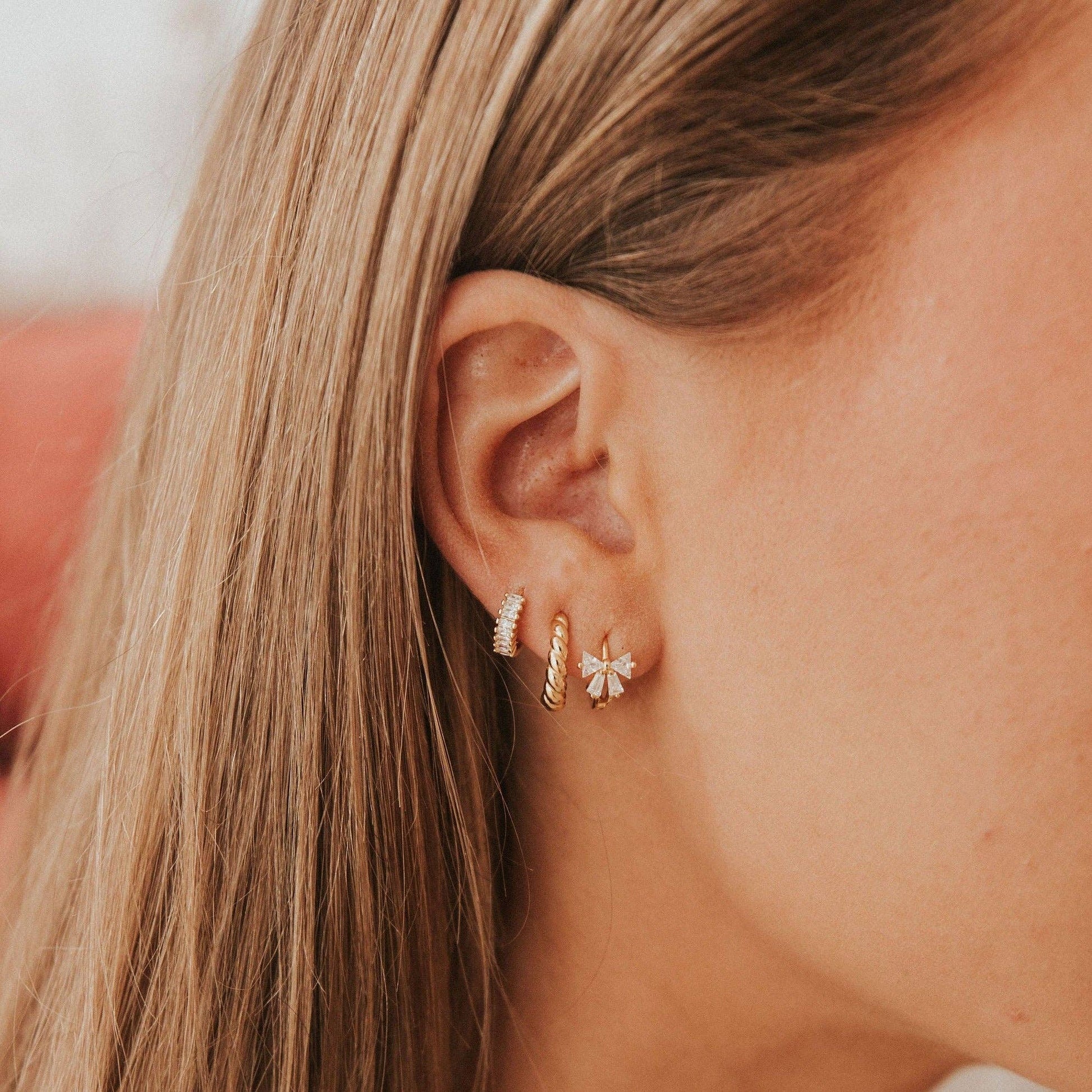 Brooklyn Twist Hoops layered look