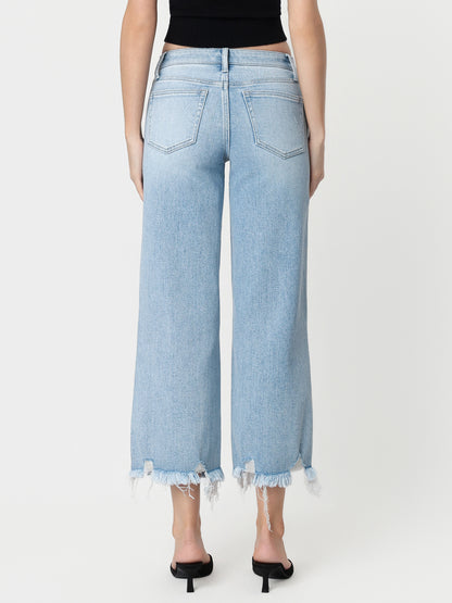 Vervet Distressed Hem Wide Leg Jeans