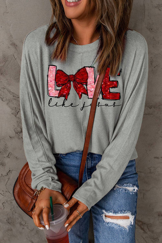 LOVE Patchwork Graphic Long Sleeve Top