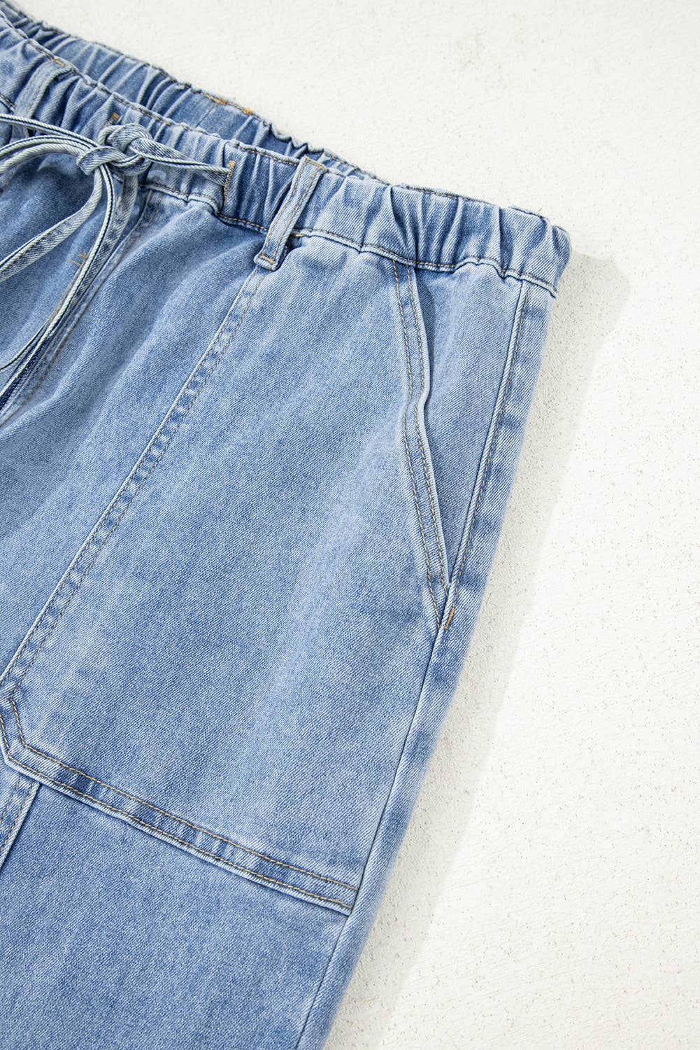 Drawstring Raw Hem Denim Pants