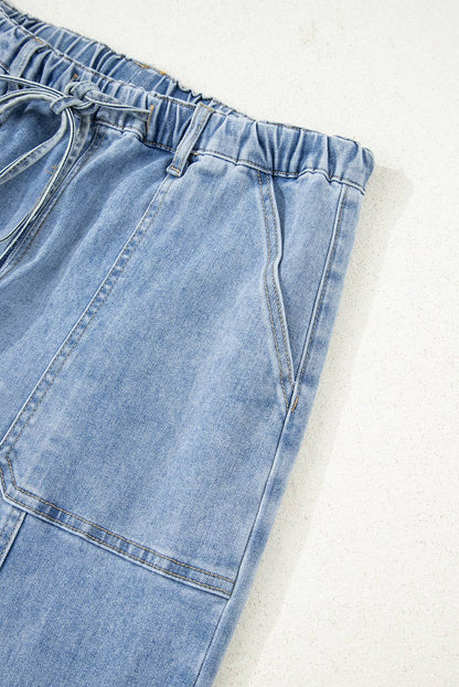 Drawstring Raw Hem Denim Pants
