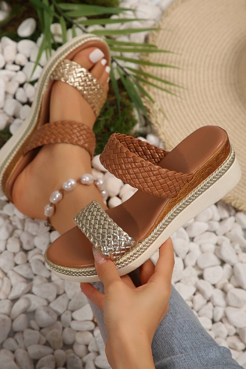 Braided Leather Wedge