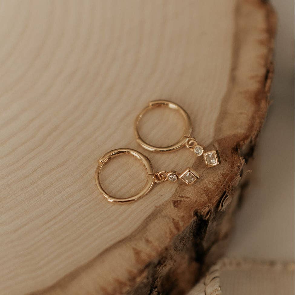 Diamond Dangle Hoops