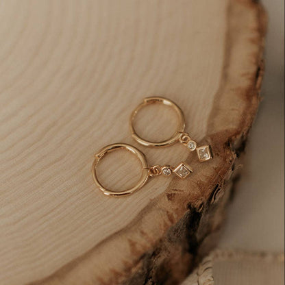 Diamond Dangle Hoops