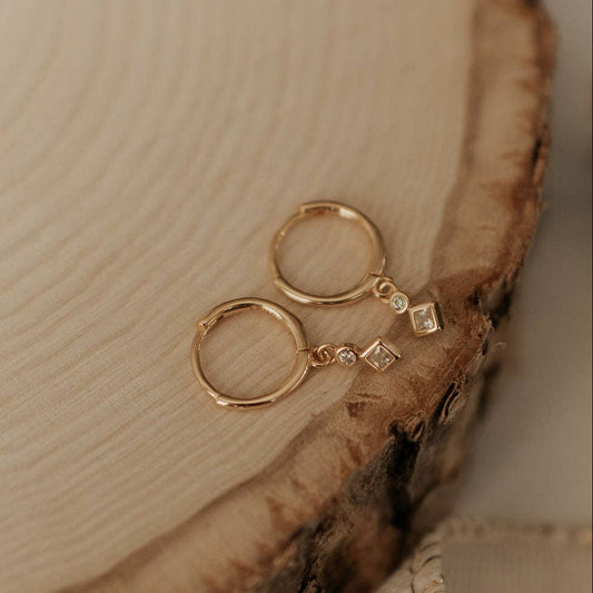 Diamond Dangle Hoops