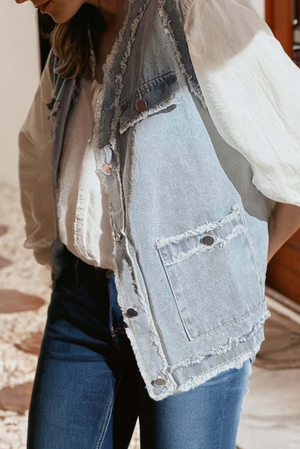 Frayed Edge Denim Vest