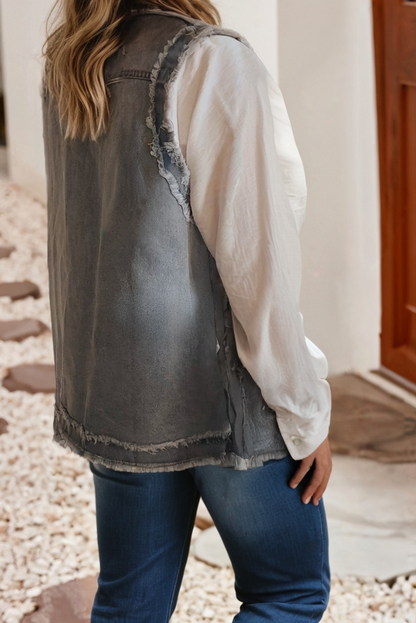Frayed Edge Denim Vest