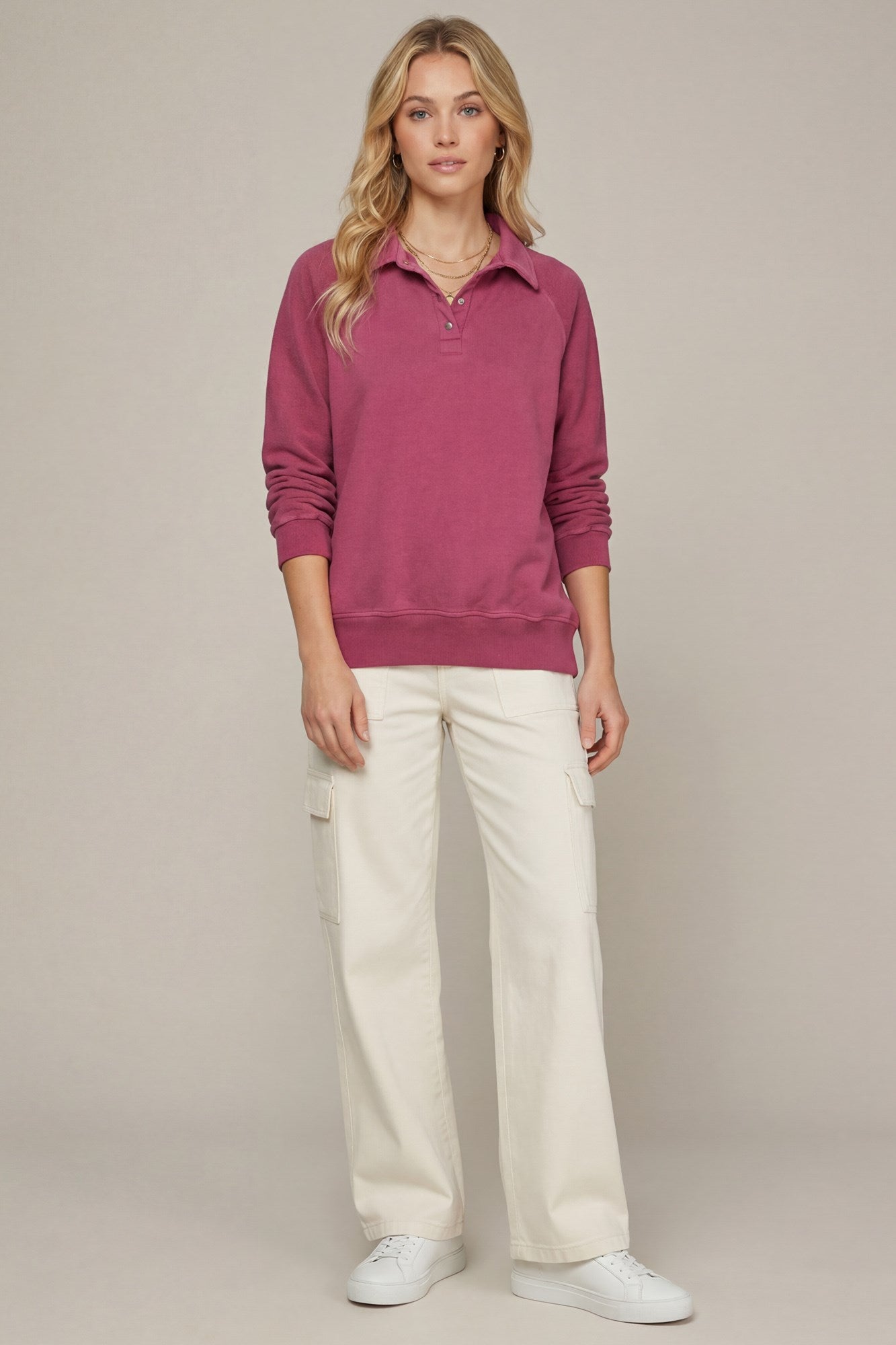 Snap Collared Sweatshirt