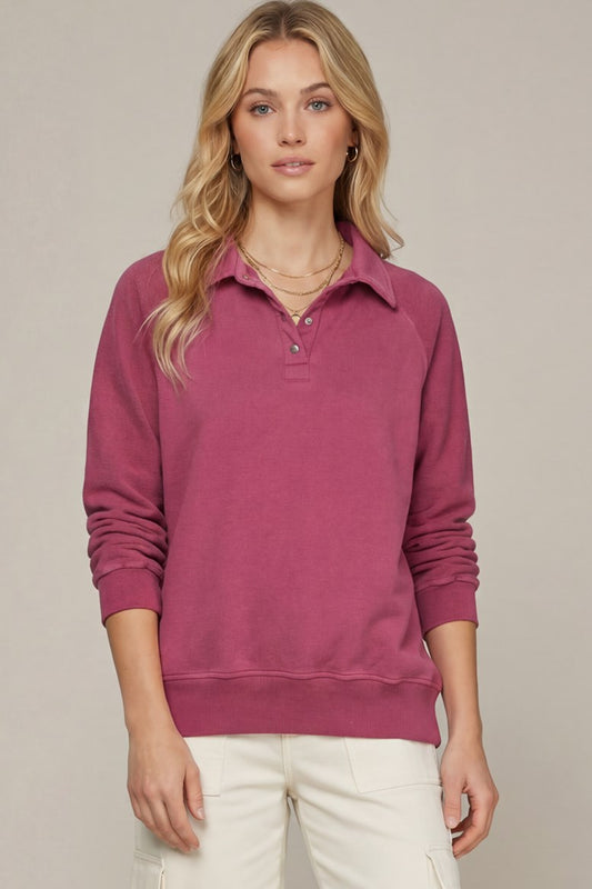 Snap Collared Sweatshirt