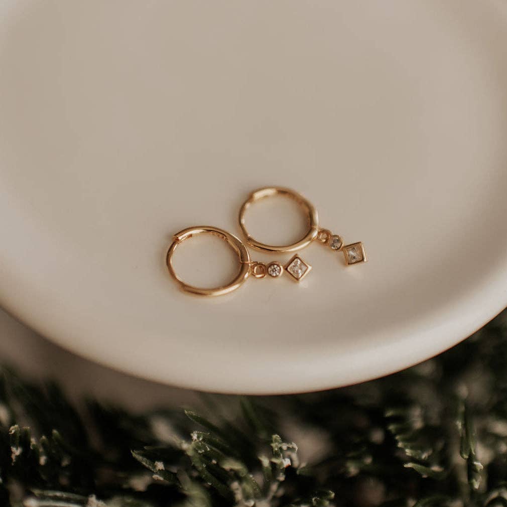 Diamond Dangle Hoops
