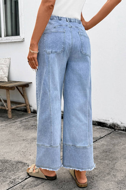 Drawstring Raw Hem Denim Pants