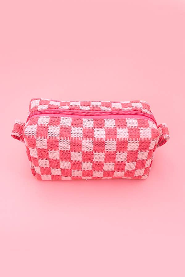 Checkered Makeup Cosmetic Bag