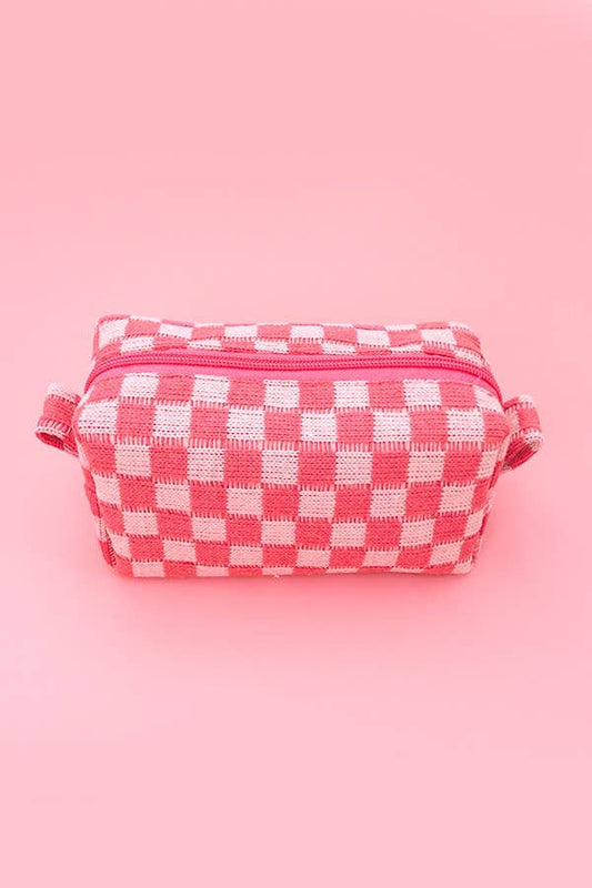 Checkered Makeup Cosmetic Bag