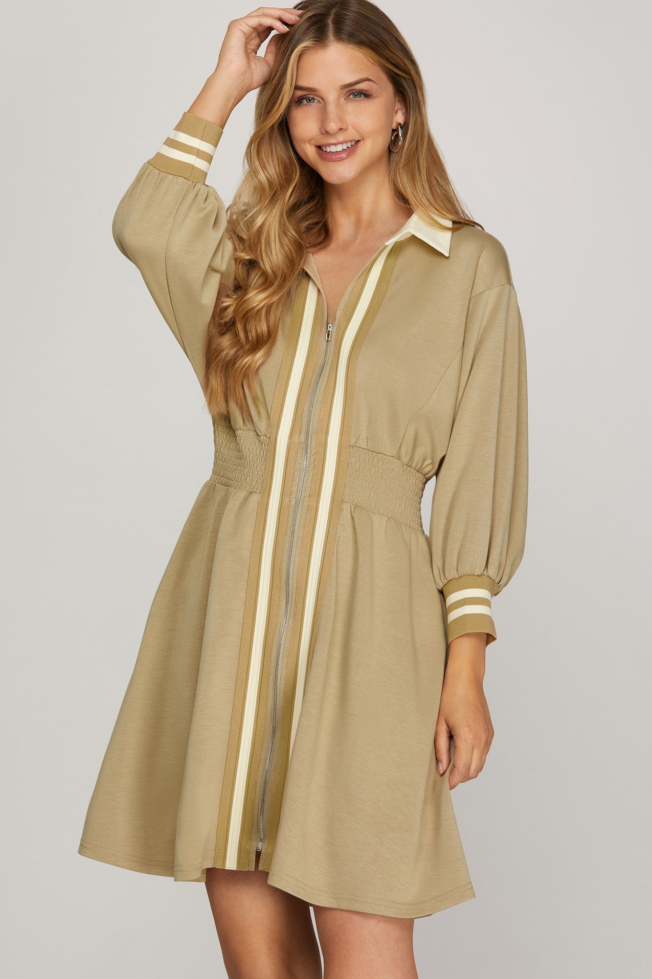 Colorblock Zipper Dress