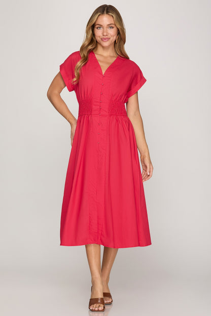 Smocked Midi Dress