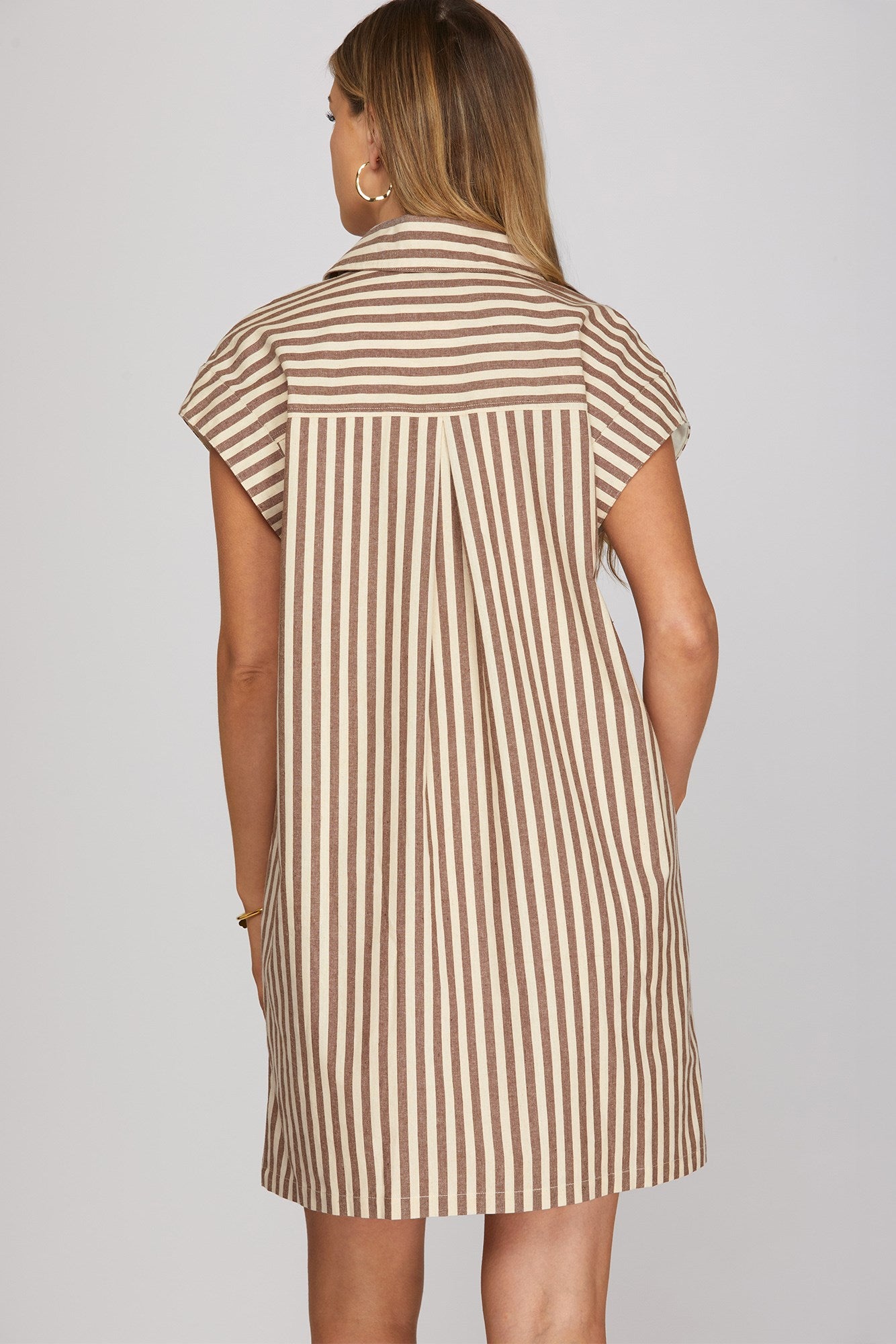 Vertical Stripe Button Dress