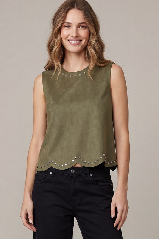 Studded Faux Suede Top