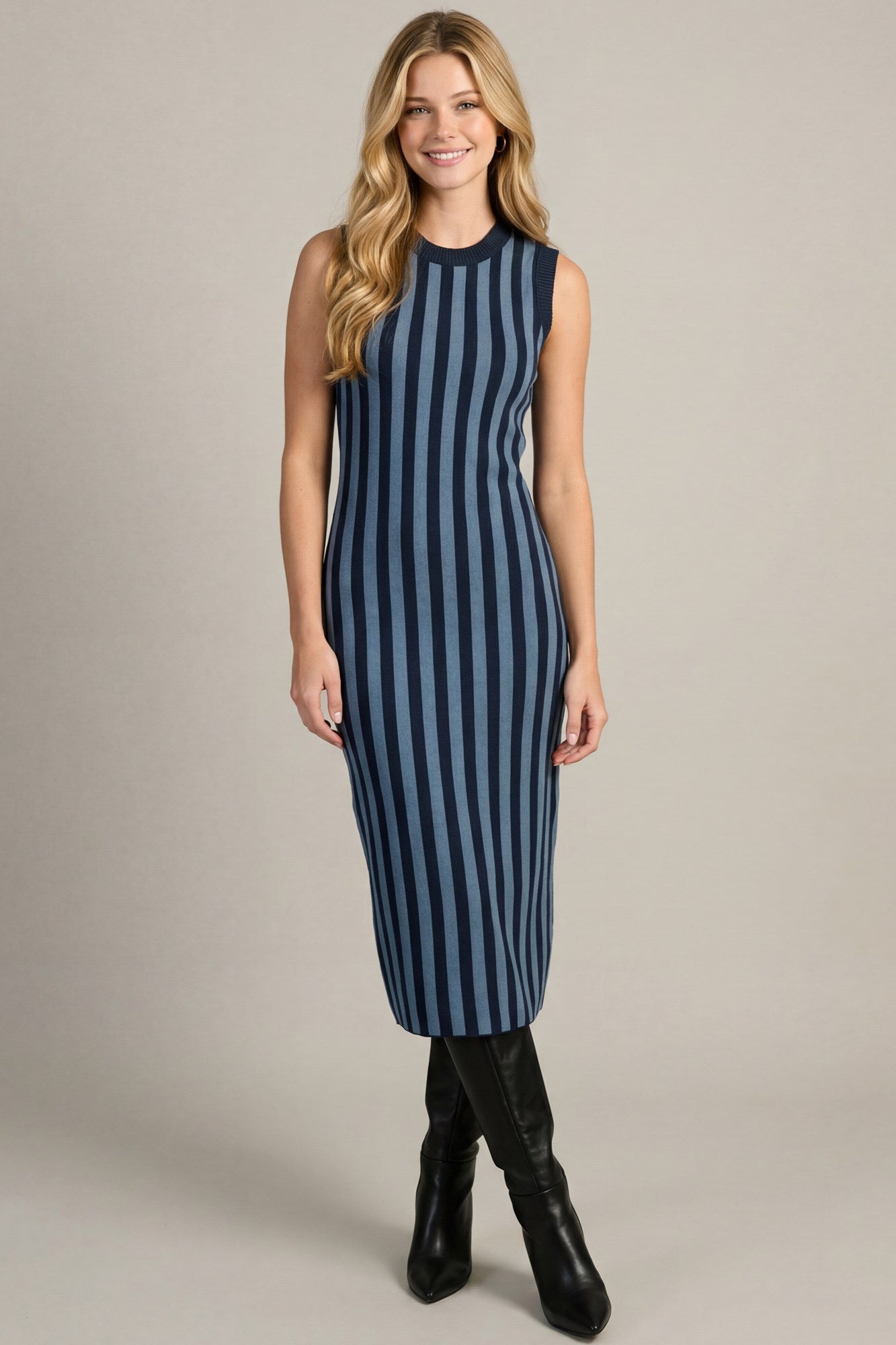 Striped Sweater Midi Dress