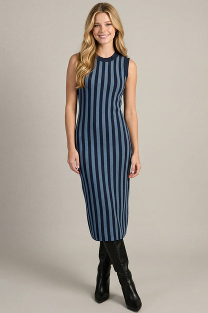Striped Sweater Midi Dress