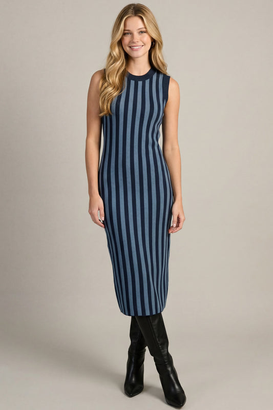Striped Sweater Midi Dress