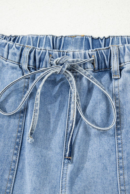 Drawstring Raw Hem Denim Pants