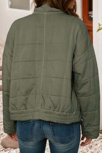 Solid Quilted Bomber Jacket