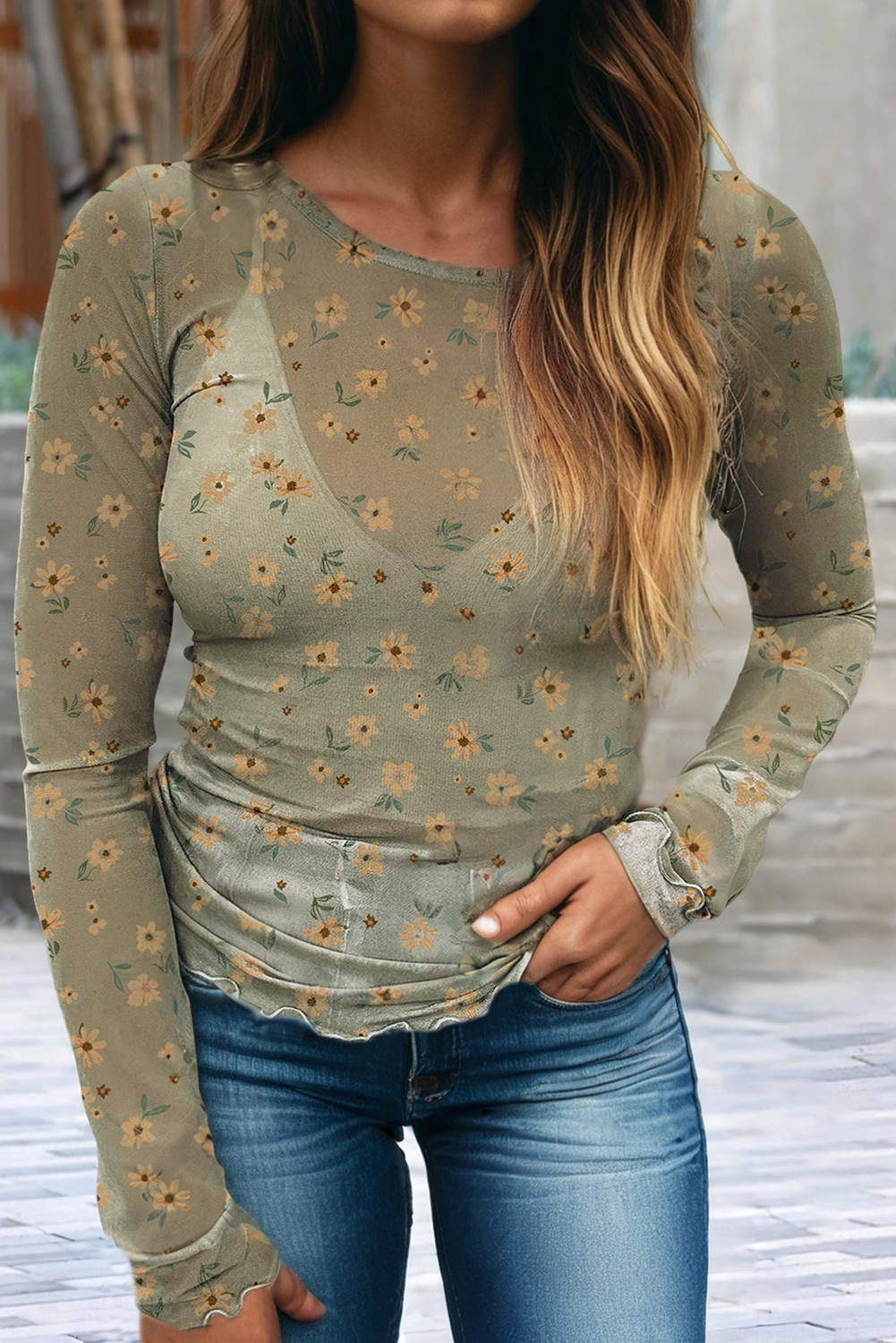 Floral Mesh Top