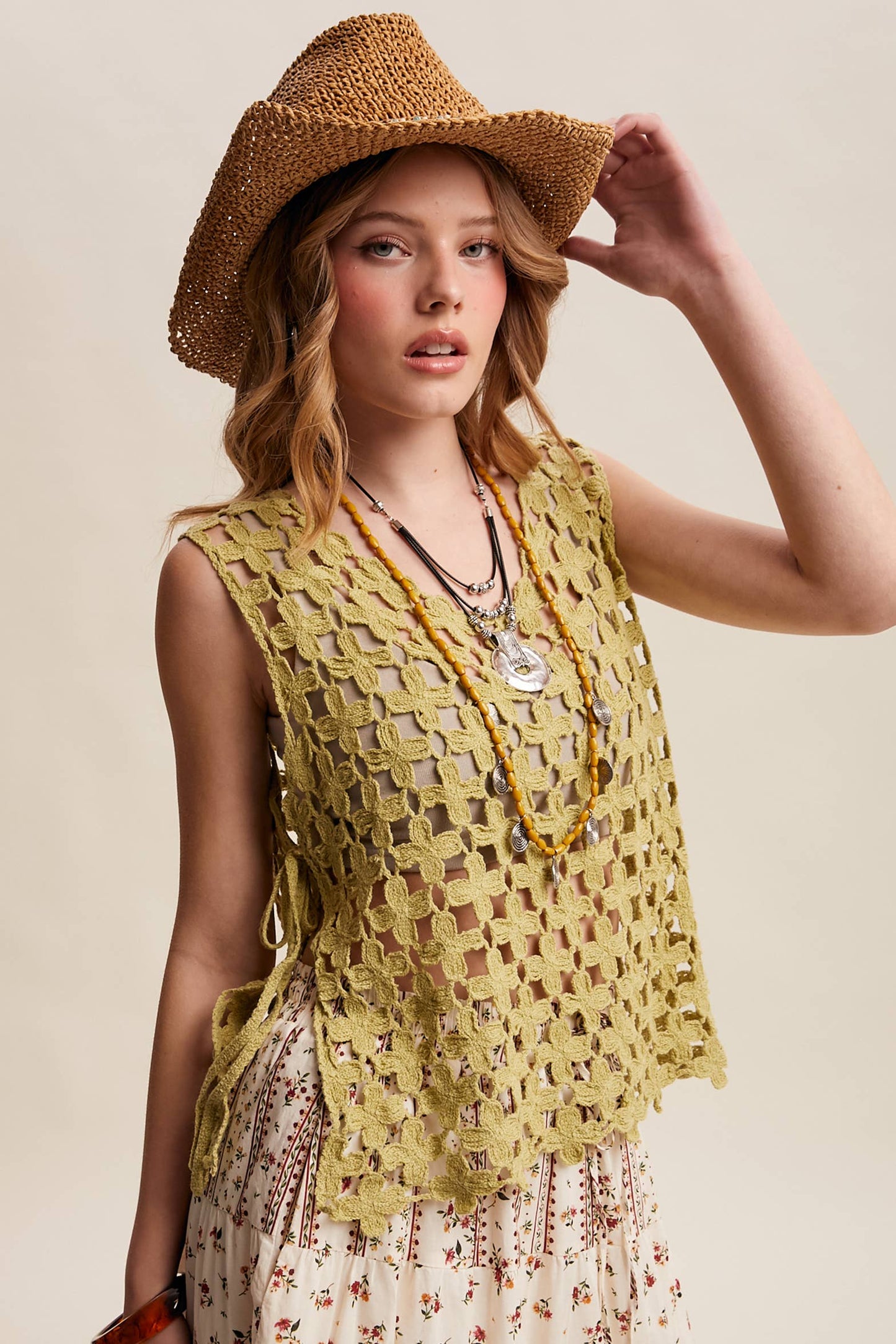 Flower Crochet Sleeveless Tank