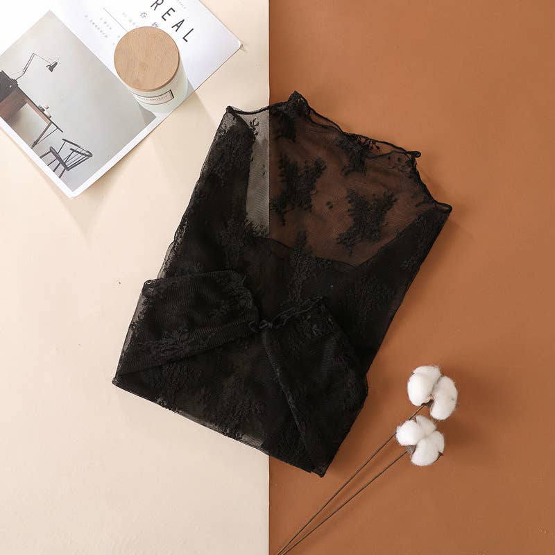 Floral Lace Sheer Mesh Top