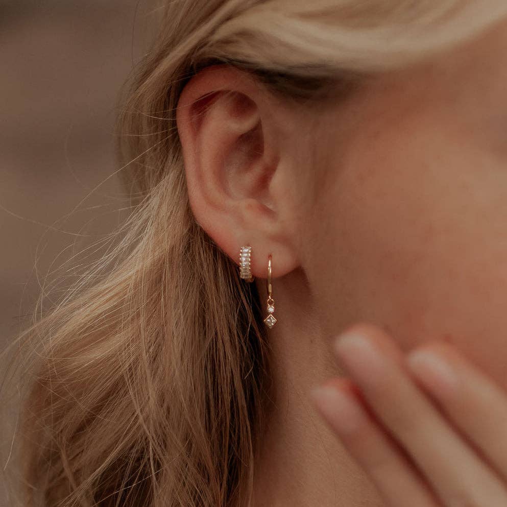 Diamond Dangle Hoops