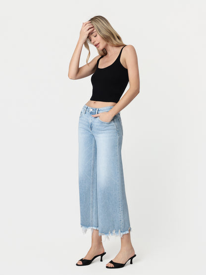 Vervet Distressed Hem Wide Leg Jeans