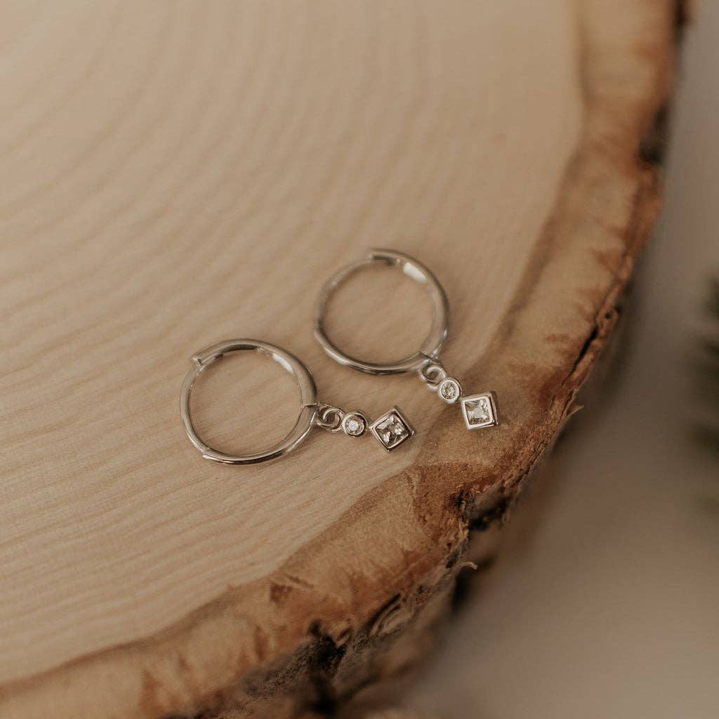 Diamond Dangle Hoops
